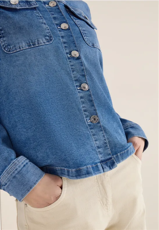 Overshirt mit Knopfleiste light blue used wash