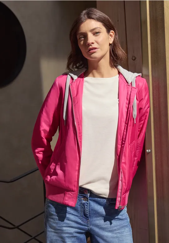 Blouson mit abnehmbarer Sweat-Kapuze beetroot pink