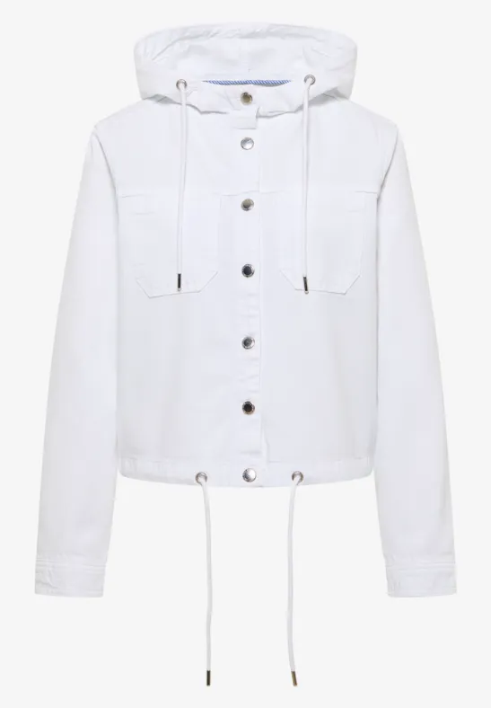 Overshirt mit Kapuze und Tunnelzug White