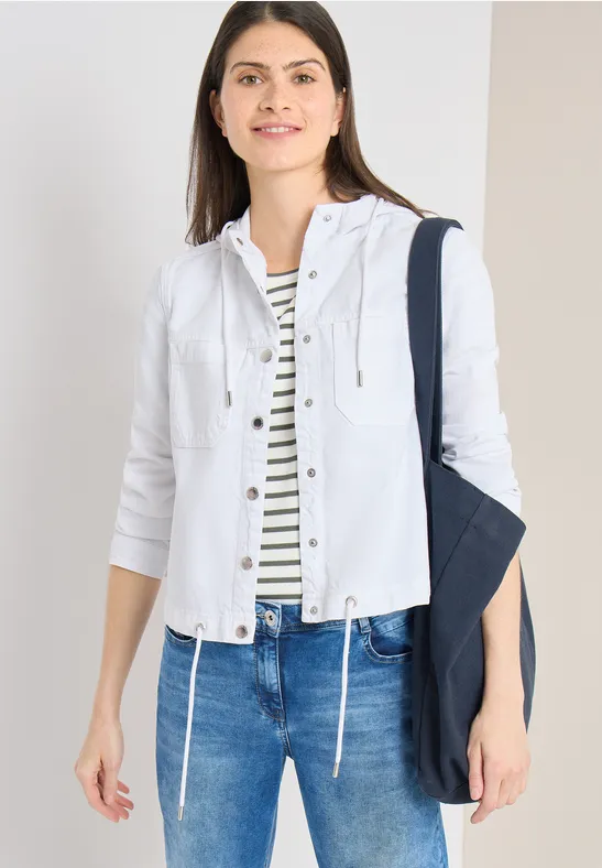 Overshirt mit Kapuze und Tunnelzug White