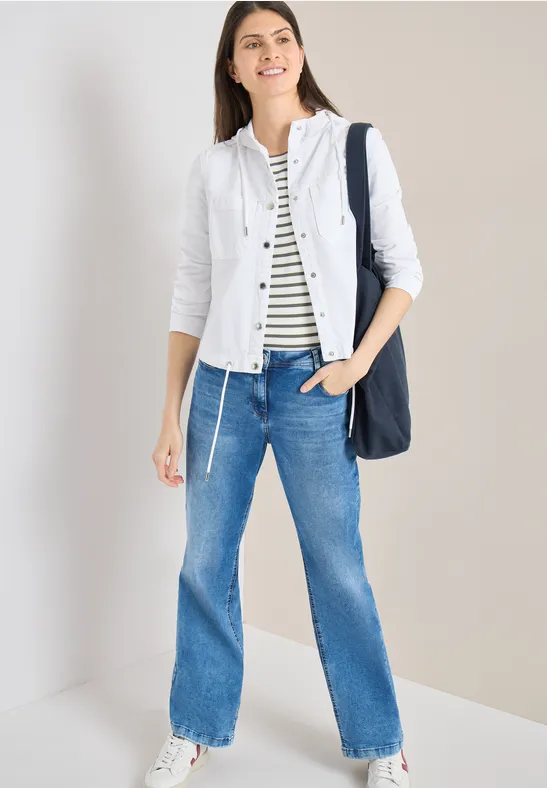 Overshirt mit Kapuze und Tunnelzug White