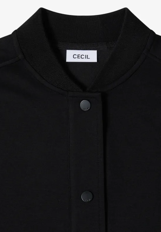 Schwarze Bomberjacke mit Druckknöpfen und Rundhalsausschnitt von CECIL.