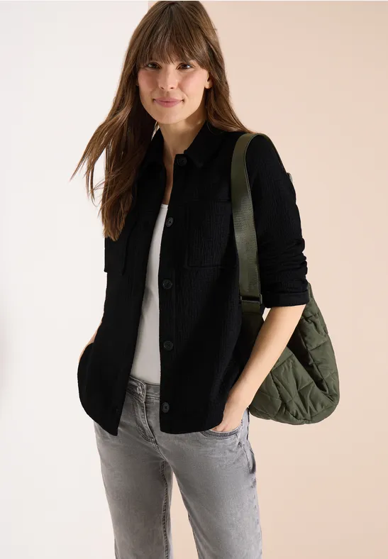 Overshirt mit Brusttaschen und Struktur Black