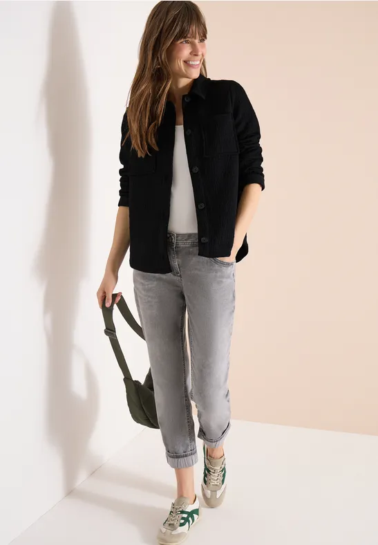 Overshirt mit Brusttaschen und Struktur Black