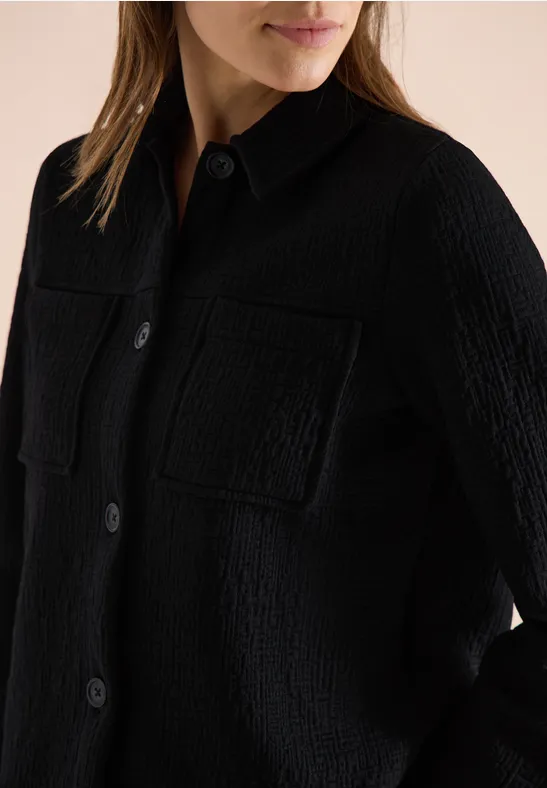 Overshirt mit Brusttaschen und Struktur Black