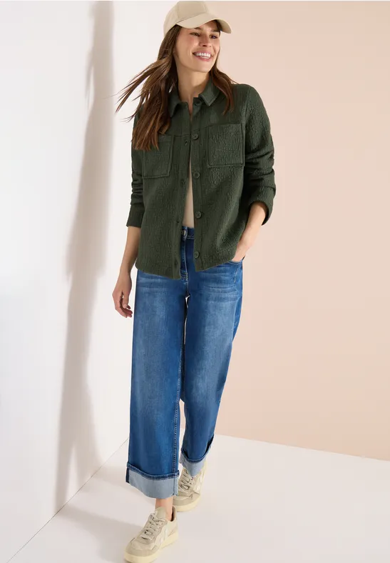 Overshirt mit Brusttaschen und Struktur khaki