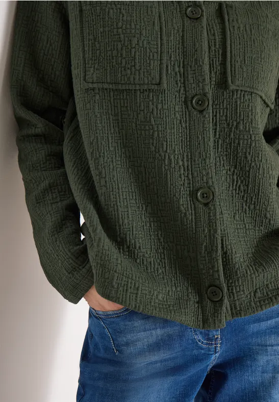 Overshirt mit Brusttaschen und Struktur khaki