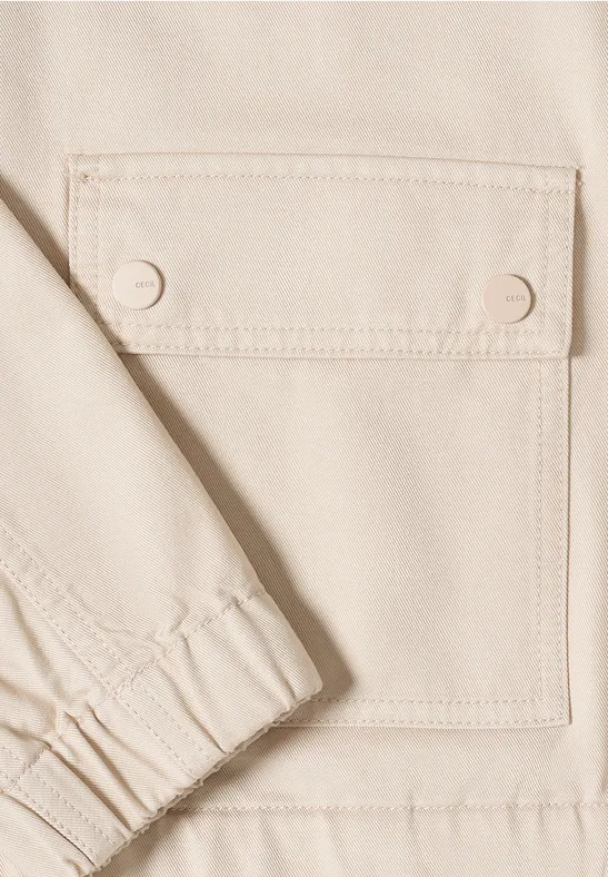 Jacke mit Kapuze und Elastikbund pearl beige