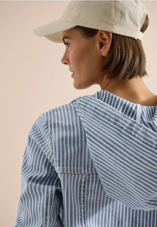 Overshirt mit Kapuze und Streifen mid blue wash