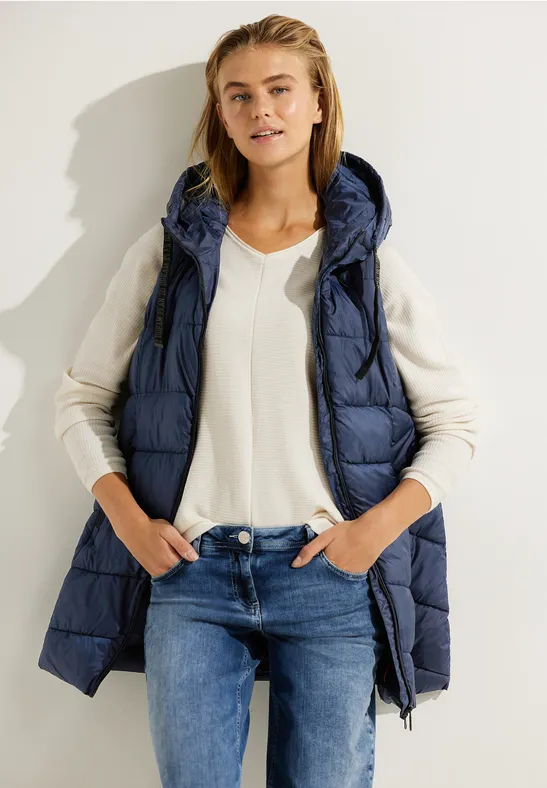 Lange Steppweste deep blue