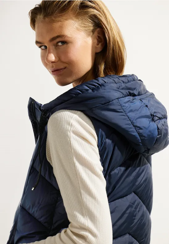 Lange Steppweste deep blue