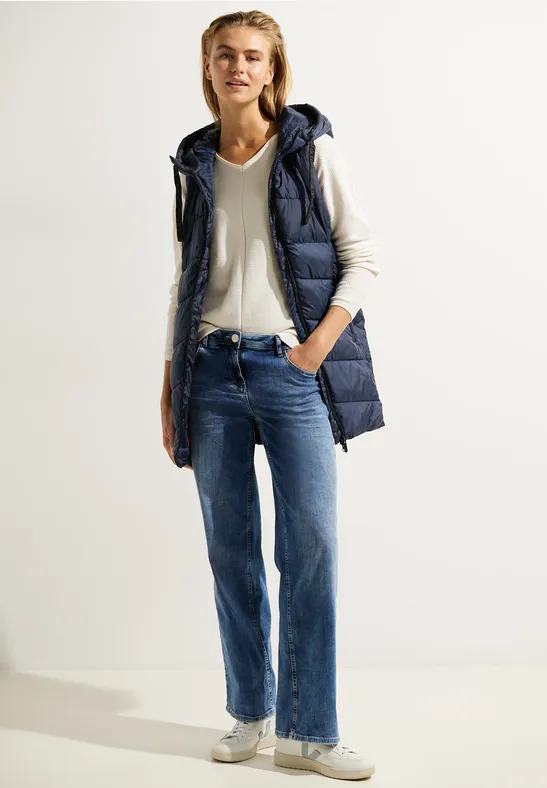 Lange Steppweste deep blue