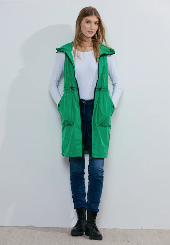 Gilet long avec mesh grass green