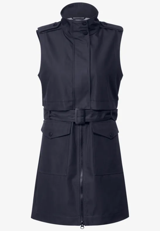 Moderne trench-bodywarmer deep blue