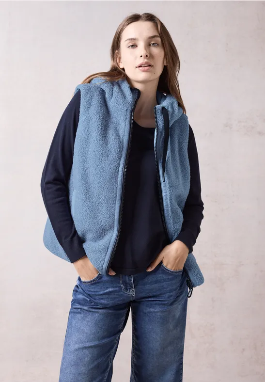 Gilet réversible en peluche crystal blue