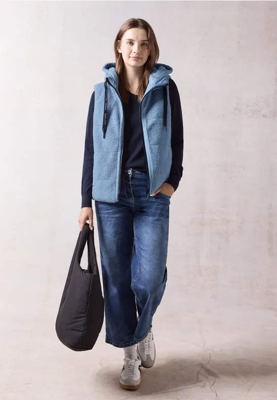 Gilet réversible en peluche crystal blue