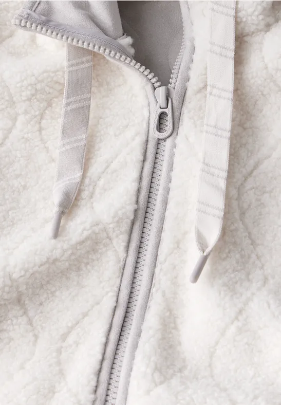 Teddy vest met capuchon birch white