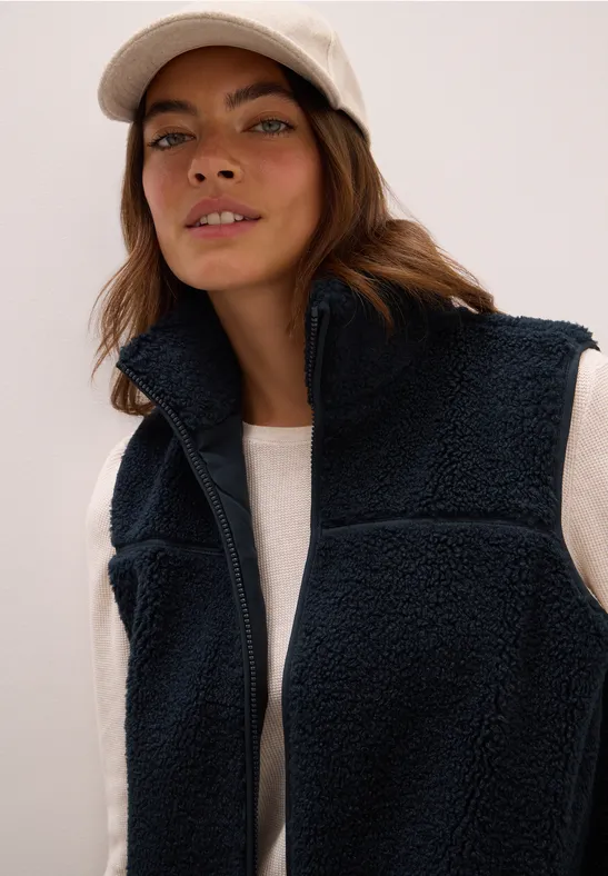 Kurze Teddy-Weste dark navy blue