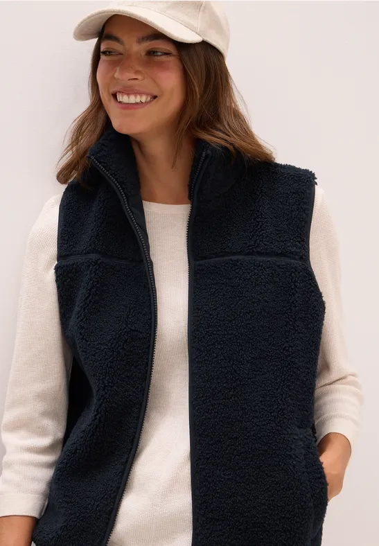 Kurze Teddy-Weste dark navy blue