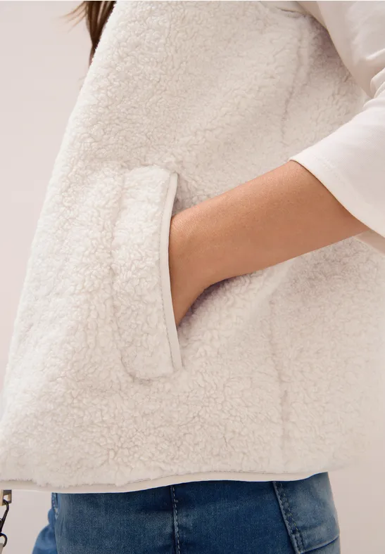 Kurze Teddy-Weste teddy vanilla white