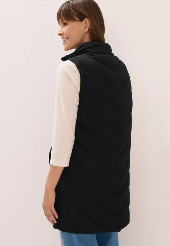 Lange Steppweste Black