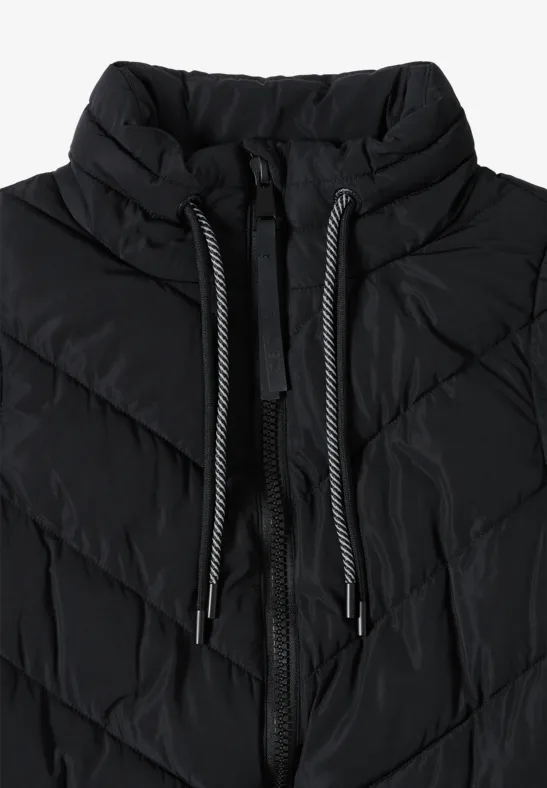 Lange Steppweste Black