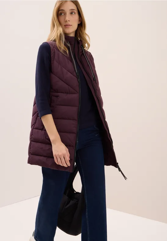 Gilet long matelassé dark plum