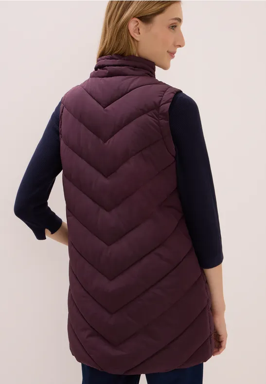 Gilet long matelassé dark plum