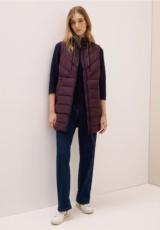 Gilet long matelassé dark plum