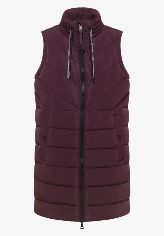 Gilet long matelassé dark plum