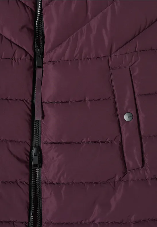 Gilet long matelassé dark plum