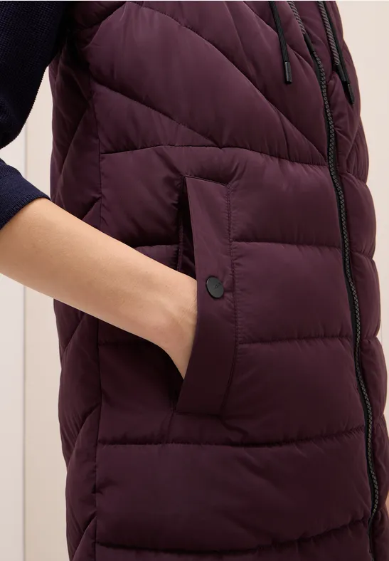 Gilet long matelassé dark plum