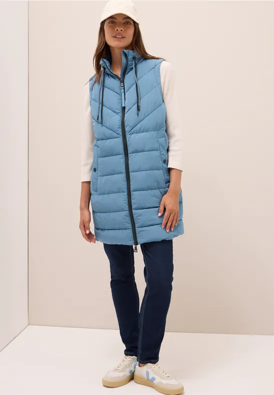 Gilet long matelassé moonstone blue