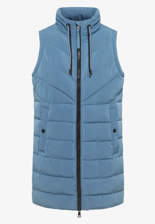 Gilet long matelassé moonstone blue