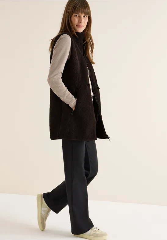 Gilet long en peluche tartufo brown