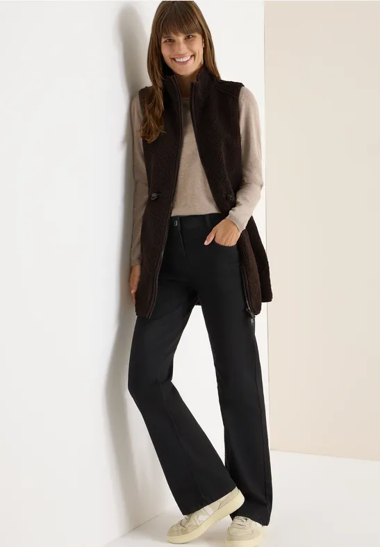 Gilet long en peluche tartufo brown