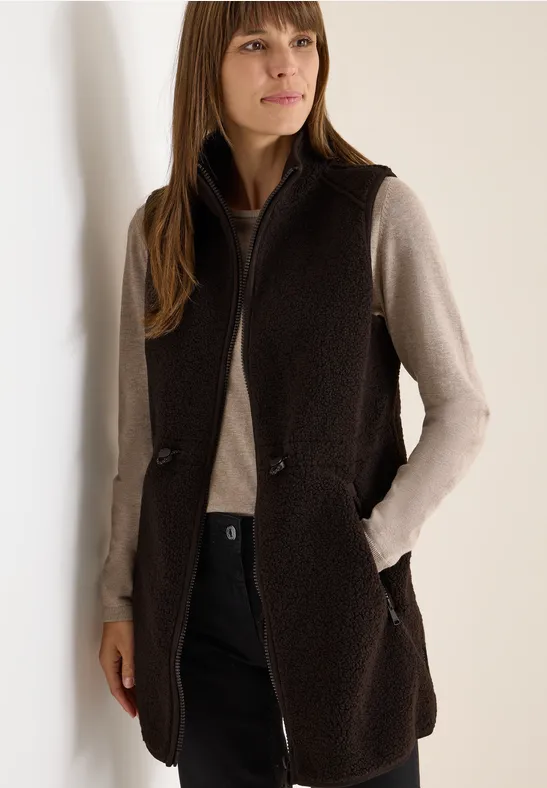 Gilet long en peluche tartufo brown