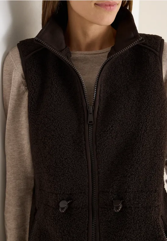 Gilet long en peluche tartufo brown