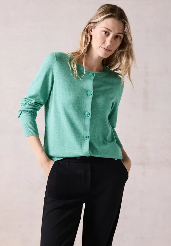 Cardigan mit Rundhals adriatic green melange