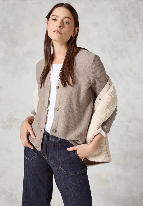 Cardigan structuré taupe melange
