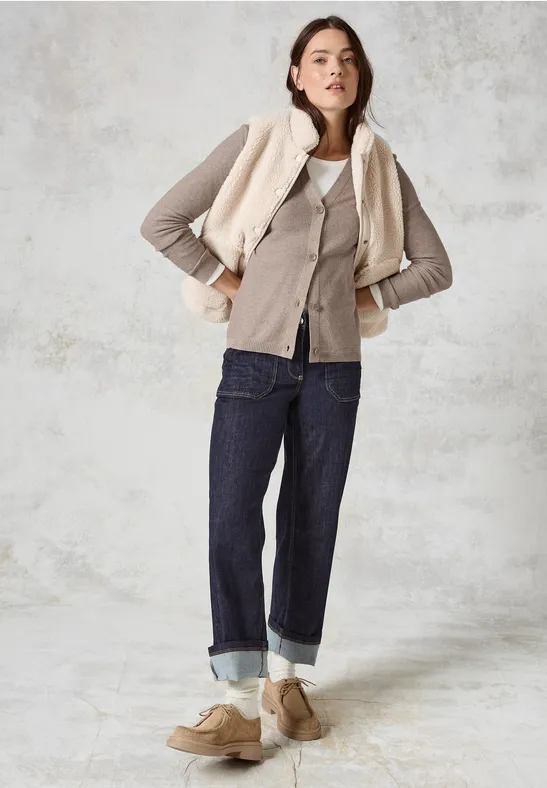 Cardigan structuré taupe melange