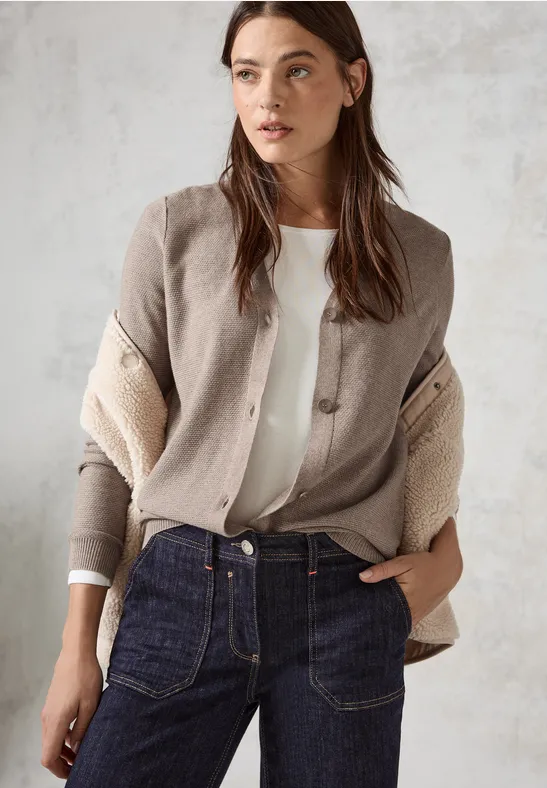 Cardigan structuré taupe melange