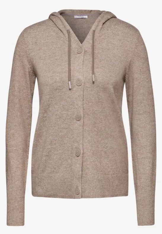 Vest met capuchon dark taupe melange