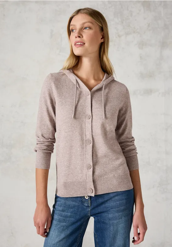 Veste en tricot avec capuche milky caramel melange