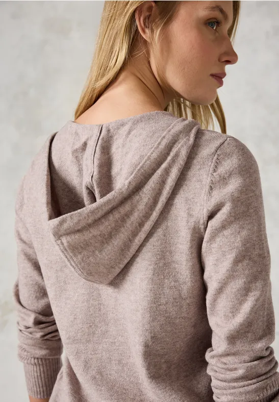 Veste en tricot avec capuche milky caramel melange
