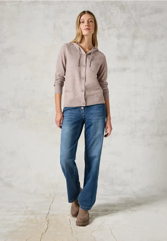Veste en tricot avec capuche milky caramel melange