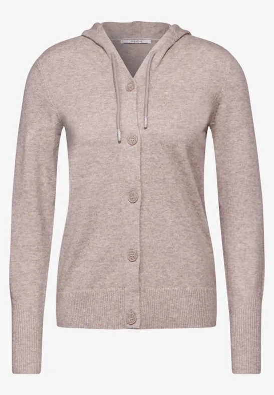 Veste en tricot avec capuche milky caramel melange