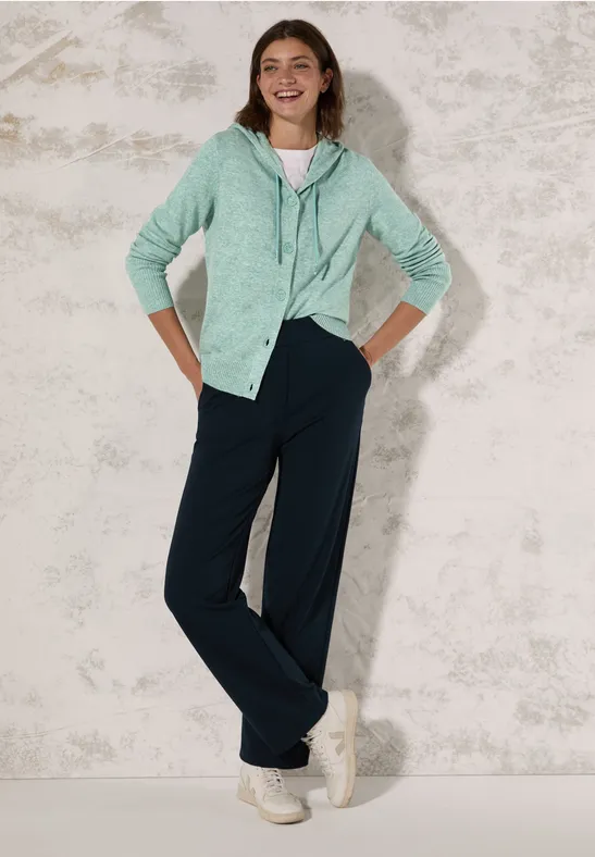 Veste en tricot avec capuche iced salvia green melange