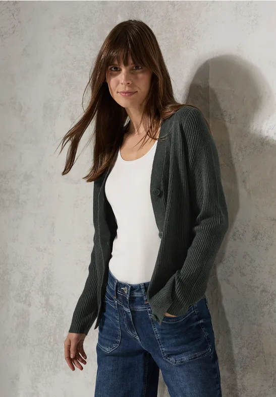 Cardigan avec structure côtelée active khaki melange