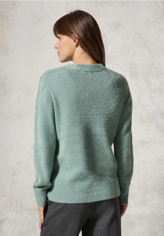 Cardigan en fil de plume iced salvia green
